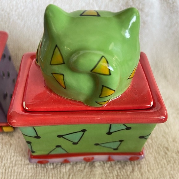 Pacific Giftware CM Redwine Hear See Speak No Evil Colorful Cat Trinket Box Set - Picture 10 of 12